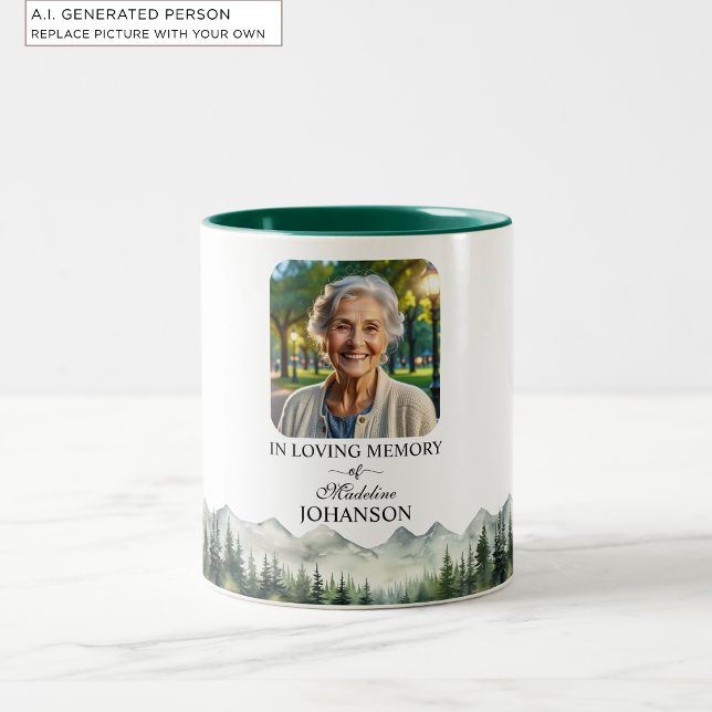 Mountains and Trees Celebration Of Life Keepsake Two-Tone Coffee Mug (Creator Uploaded)