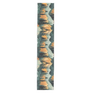 Mountains And Trees Green And Orange Medium Table Runner