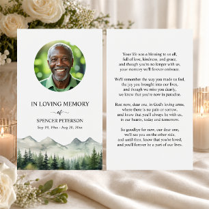 Mountains and Trees Memorial Photo Prayer Card