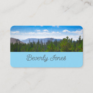 mountains and trees nature landscape art on blue business card