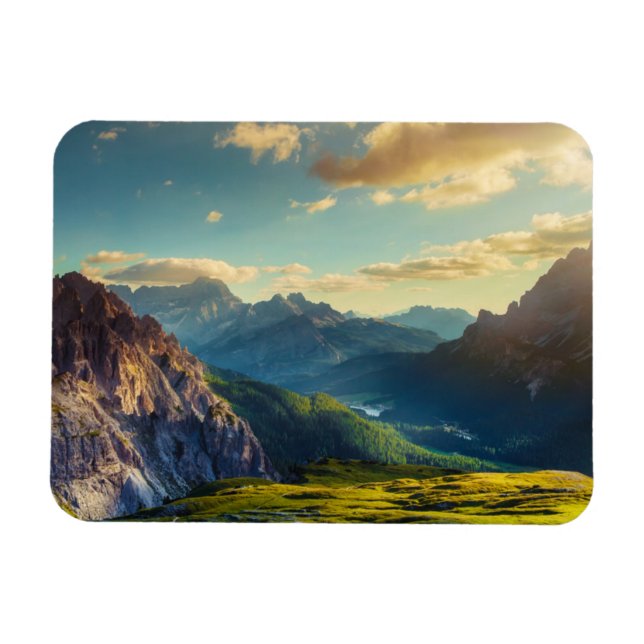Mountains and Valley at Sunset Magnet (Horizontal)