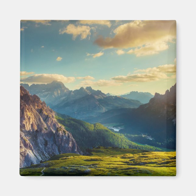 Mountains and Valley at Sunset Magnet (Front)