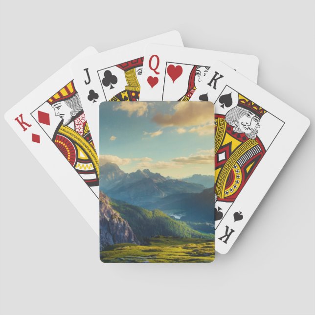 Mountains and Valley at Sunset Playing Cards (Back)