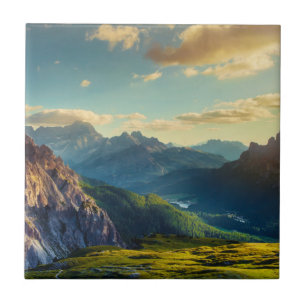 Mountains and Valley at Sunset Tile