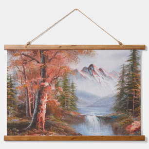 Mountains and water fall autumn landscape hanging tapestry