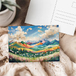 Mountains and Wildflowers Colourful Art Painting  Postcard<br><div class="desc">Mountains and Wildflowers Colourful Art Painting Postcard.</div>