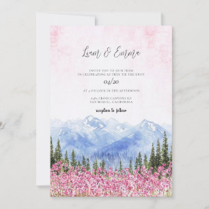 Mountains and Wildflowers Landscape Wedding Invitation