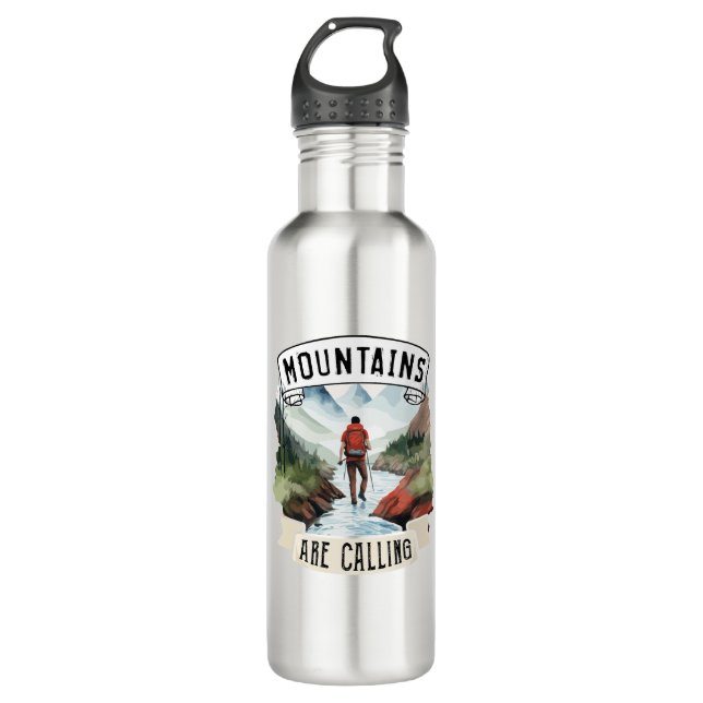 Mountains are Calling Adventure Hiking Camping 710 Ml Water Bottle (Front)