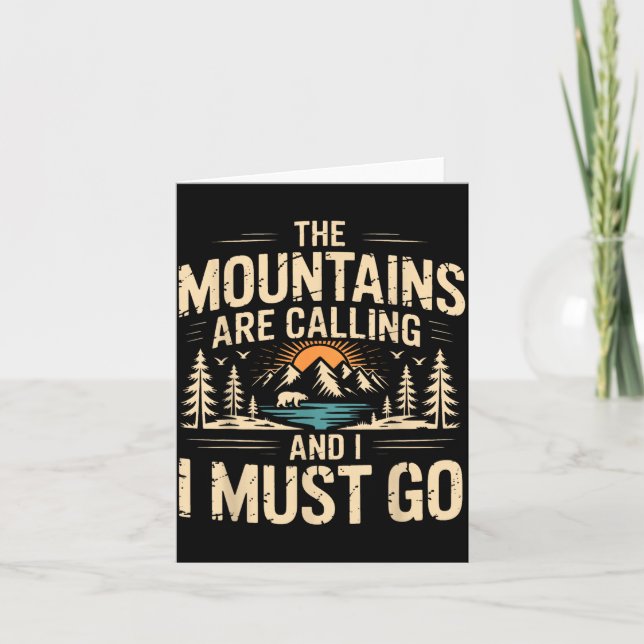 Mountains are calling &amp; must go retro 80s 90s card (Front)