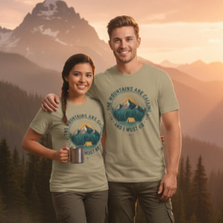 Mountains Are Calling Hiking Camping T-Shirt Tri-Blend Shirt