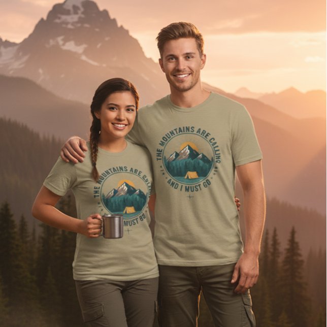 Mountains Are Calling Hiking Camping T-Shirt Tri-Blend Shirt (Creator Uploaded)