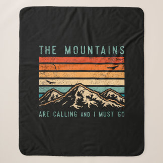 Mountains are Calling & I Must Go Retro Vintage 80 Sherpa Blanket