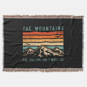 Mountains are Calling & I Must Go Retro Vintage 80 Throw Blanket