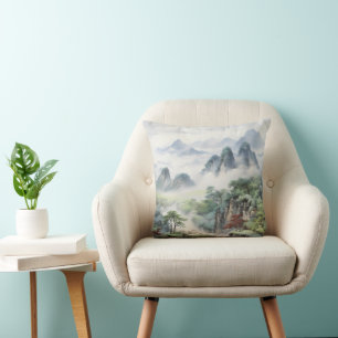 Mountains Asian Painting Cushion