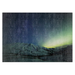 Mountains Aurora Borealis & Milky Way Alaska Cutting Board