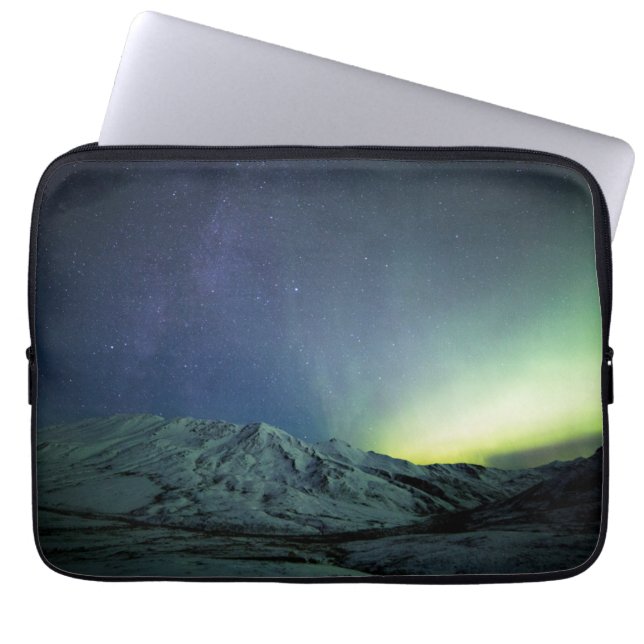 Mountains | Aurora Borealis & Milky Way Alaska Laptop Sleeve (Front)