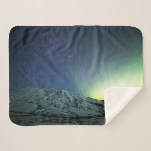 Mountains Aurora Borealis & Milky Way Alaska Sherpa Blanket