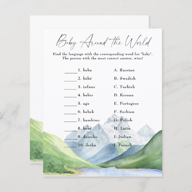 Mountains - Baby Around the world game (Front/Back)