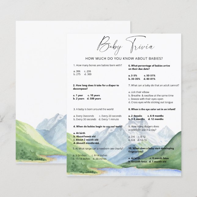 Mountains - Baby Trivia (Front/Back)