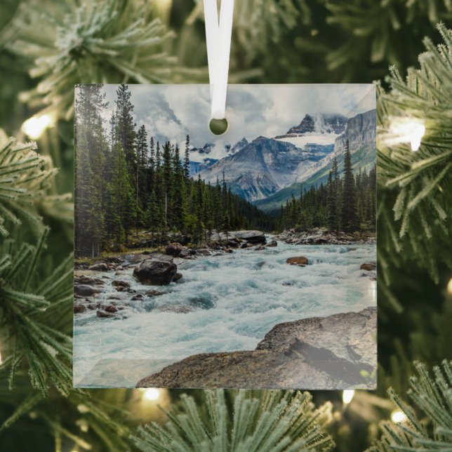 Mountains | Banff National Park Alberta, Canada Glass Tree Decoration (Insitu)