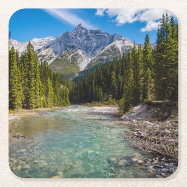 Mountains | Banff National Park, Canadian Rockies Square Paper Coaster (Front)