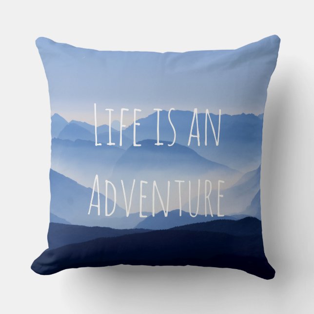 Mountains Blue Mist Cushion (Front)