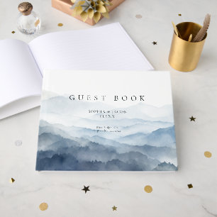 Mountains Blue Ridge Misty Modern Wedding Guest Book