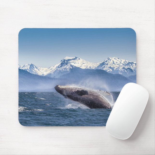 Mountains | Breaching Whale Glacier Bay, Alaska Mouse Pad (With Mouse)