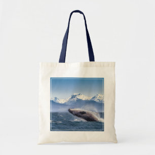 Mountains Breaching Whale Glacier Bay, Alaska Tote Bag