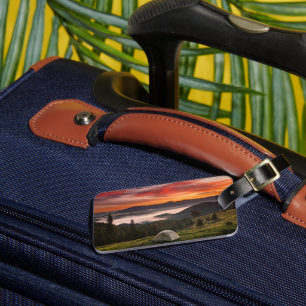 Mountains Camping Foggy Sunrise Luggage Tag