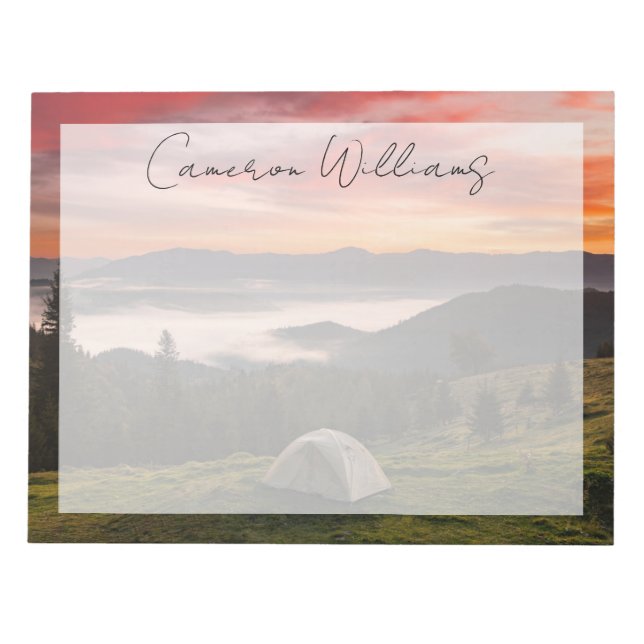 Mountains | Camping Foggy Sunrise Notepad (Front)