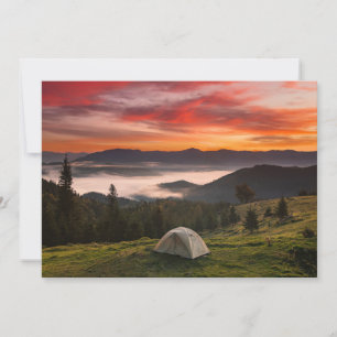 Mountains Camping Foggy Sunrise Thank You Card