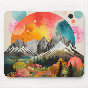 Mountains Colourful Collage Mouse Pad
