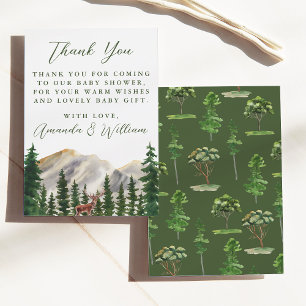 Mountains Deer Baby Shower Thank You Card