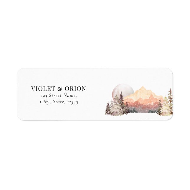 Mountains Desert Rustic Wedding Return Address (Front)