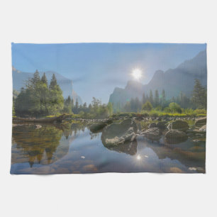 Mountains El Capitan Yosemite Park, California Tea Towel