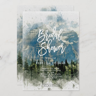 mountains fir trees bridal shower invitation