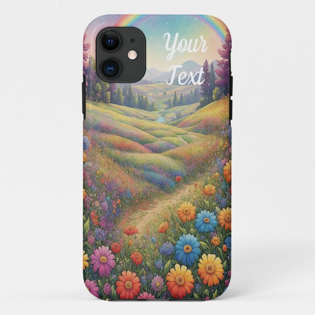 Mountains Flowers Rainbow Case-Mate iPhone Case (Back)