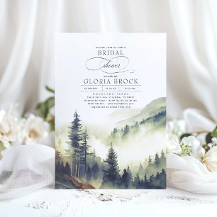 Mountains Forest Fog Evening Boho Bridal Shower Invitation