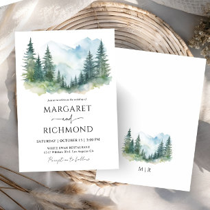 Mountains Forest Landscape Misty Pine Tree Wedding Invitation