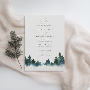 Mountains Forest Outdoor Rustic Elegant Wedding Invitation