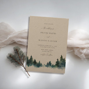 Mountains Forest Outdoor Rustic Kraft Wedding Invitation
