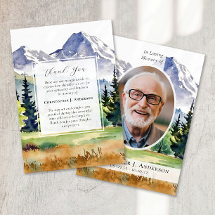 Mountains Forest Photo Sympathy Memorial Funeral Thank You Card