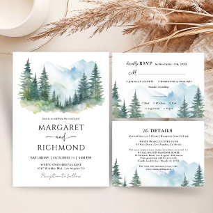 Mountains Forest Pine Tree Rustic Wedding Invitation