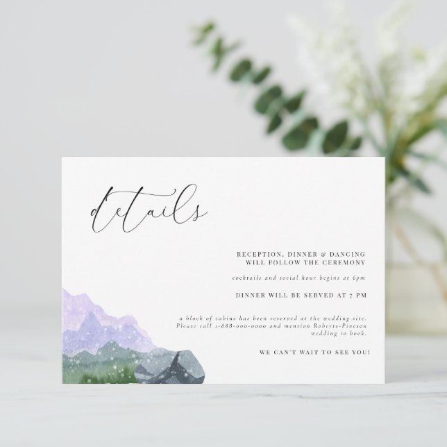Mountains Forest Rustic Wedding Enclosure Card (Standing Front)