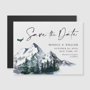 Mountains Forest Save the Date Magnetic Card