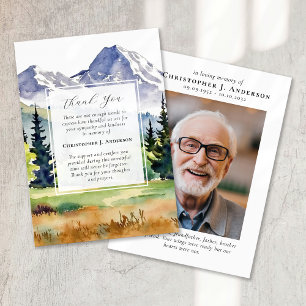 Mountains Forest Sympathy Memorial Funeral Thank You Card