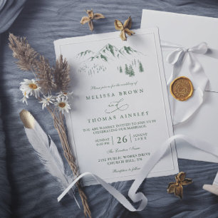 Mountains Forest Trees Pine Rustic Elegant Wedding Invitation
