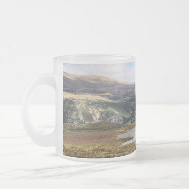 MOUNTAINS FROSTED GLASS COFFEE MUG (Left)