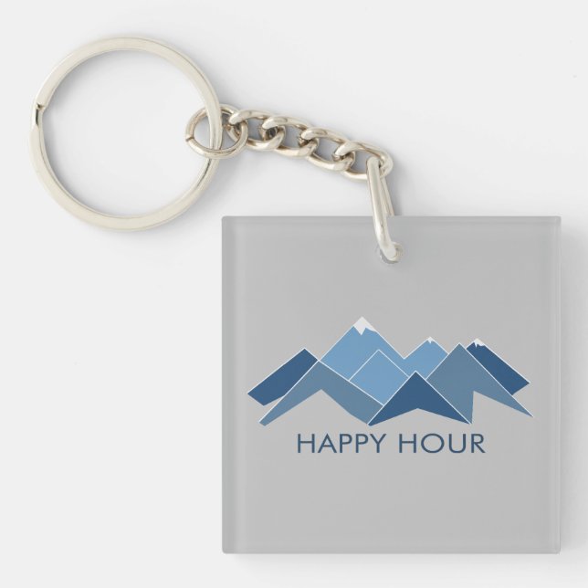 Mountains Happy Hour Key Ring (Front)